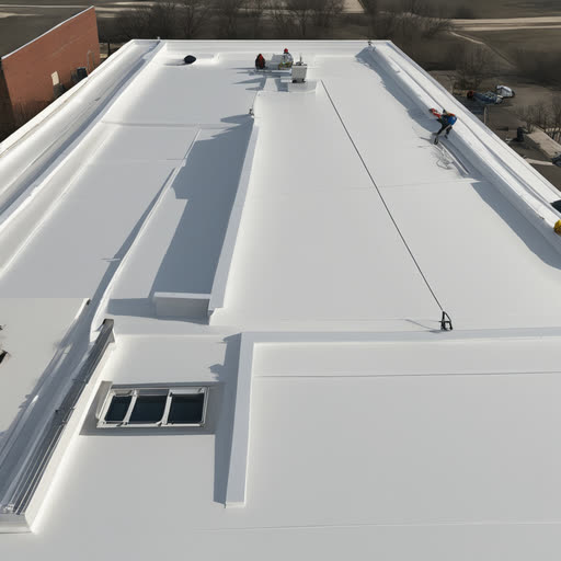 Commercial building flat roof inspection