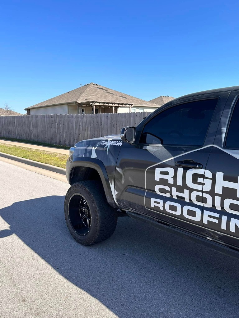 Right Choice Roofing truck close up