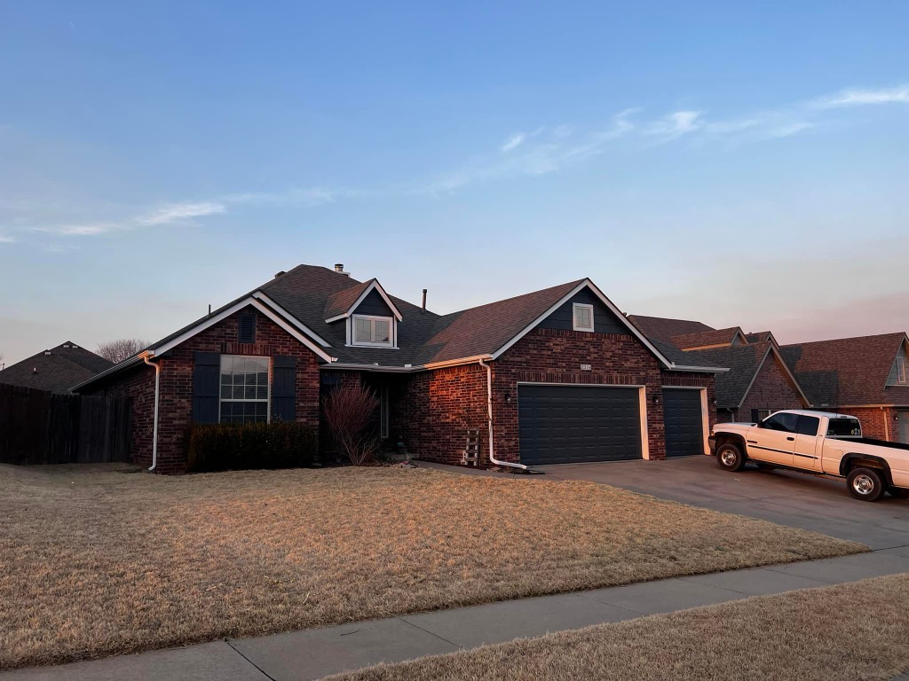 Beautiful suburban roof at sunset
