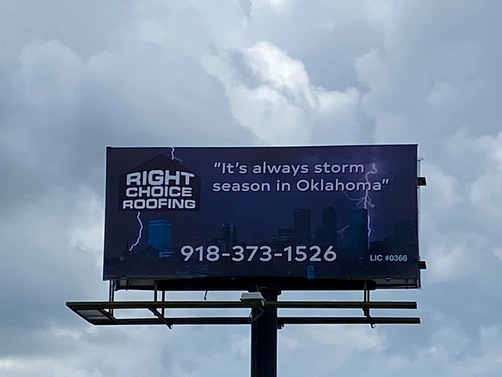 Right Choice Roofing billboard