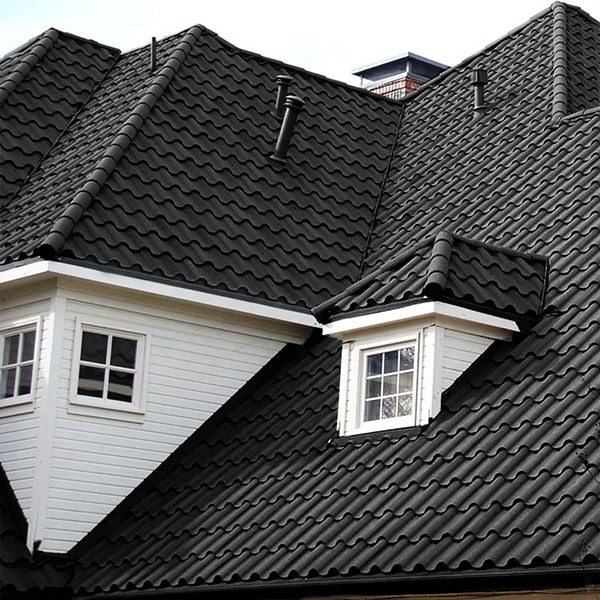 Stone coated steel roofing close-up detail